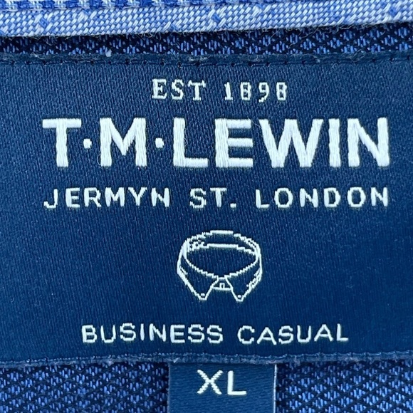 T. M. Lewin Blue Casual Button Down Finest Cotton Shirt Size XL - Picture 4 of 7